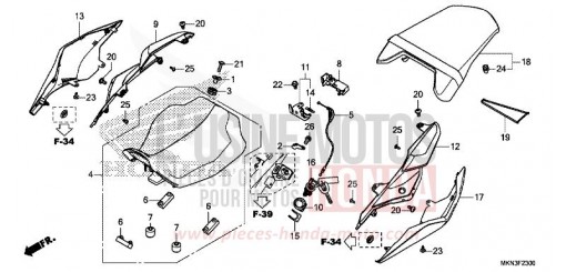 SITZ/WINDLAUF, HINTEN CB650RAK de 2019